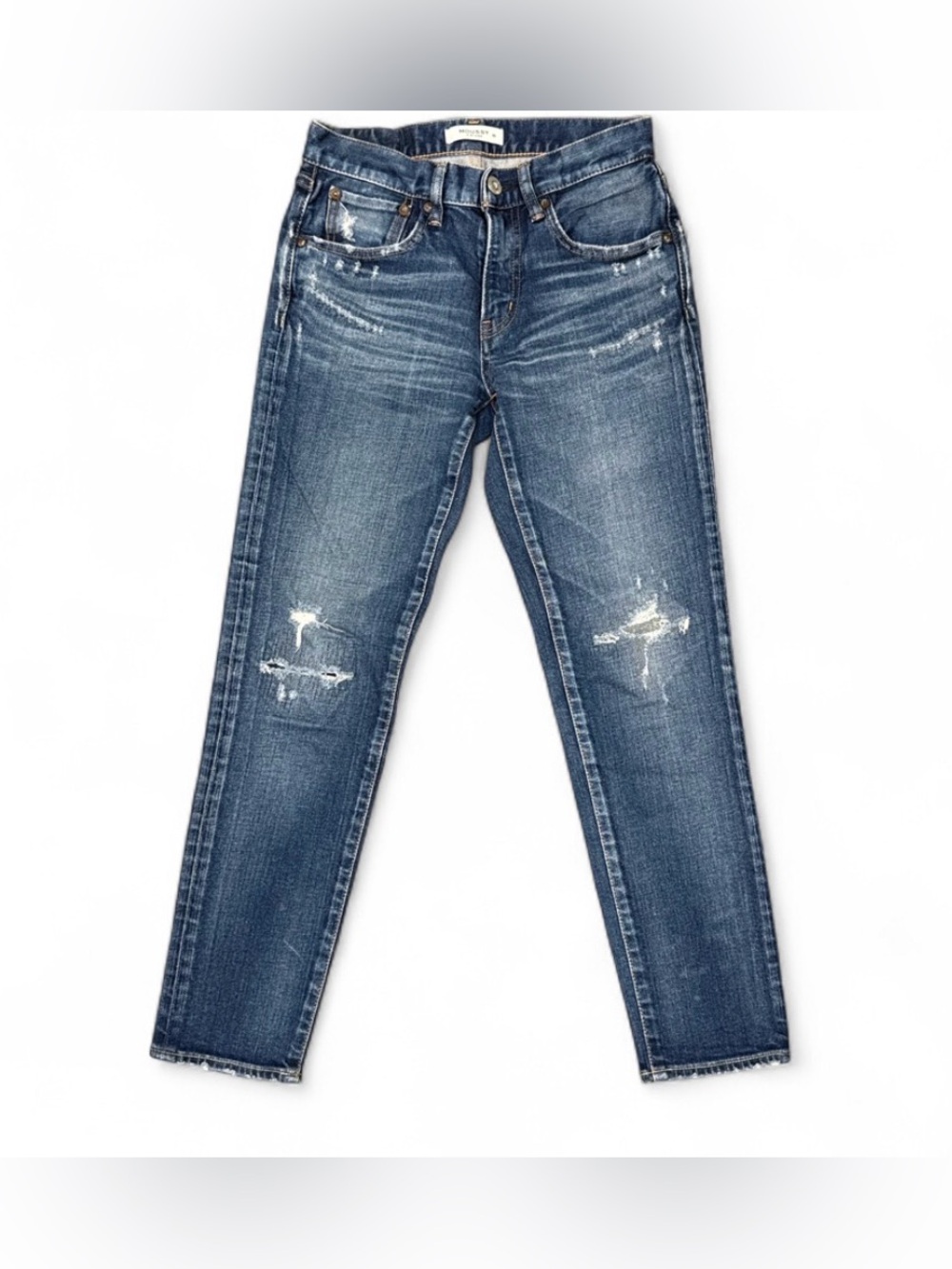 Moussy Vintage Distressed Slim Straight Jeans Medium Wash